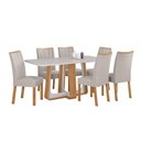 Ver imagem 2 de Conjunto Sala de Jantar Mesa Easy Pop 170x90cm Tampo Vidro/mdf com 6 Cadeiras Confort Linho Mosaico