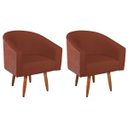 Ver imagem 2 de Kit 2 Poltronas Jade Decorativa Moderna Sala de Estar Quarto Escritório Conforto Corano Nozes e Bouc