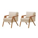 Ver imagem 2 de Kit 2 Poltronas Decorativas Mona Onix Madeira Maciça Linho Bege