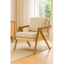 Ver imagem 1 de Kit 2 Poltronas Decorativas Mona Onix Madeira Maciça Linho Bege