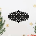 Ver imagem 3 de Placa Feliz Natal com Arabesco 30cmx17cm - Cria Arte Laser Prata