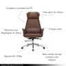 Cadeira de Escritório Office Presidente United Giratória Base Estrela com Rodízios Pu Marrom G56 - G - 3