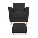 Ver imagem 3 de Poltrona de Amamentação com Puff Flavia Suede Preto - Pallazio