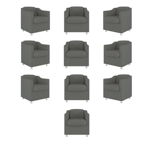 Kit 10 Poltronas Decorativa Tilla Consultório Recepção Suede Cor:Cinza