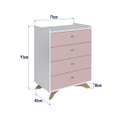 Ver imagem 3 de Cômoda Infantil 4 Gavetas Affetto em Mdp Branco Rosa Completa Móveis