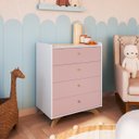 Ver imagem 2 de Cômoda Infantil 4 Gavetas Affetto em Mdp Branco Rosa Completa Móveis