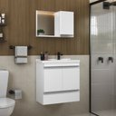 Ver imagem 1 de Kit Gabinete Banheiro Fox 60cm Branco Inteiro (gabinete + Cuba + Espelheira)