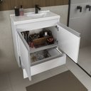 Ver imagem 4 de Kit Gabinete Banheiro Fox 60cm Branco Inteiro (gabinete + Cuba + Espelheira)