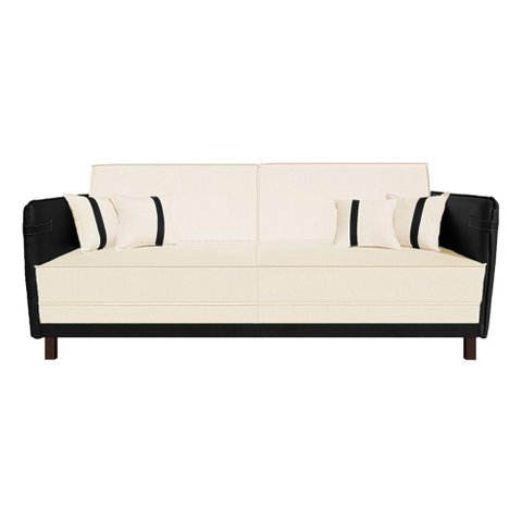Sofá Modular 3 Lugares Filipi 2,12m Corino Bege - Corino Preto