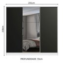 Ver imagem 3 de Guarda-Roupa Casal 100% MDF Madesa Zurique 3 Portas de Correr com Espelho Branco/Preto Cor:Branco/Pr