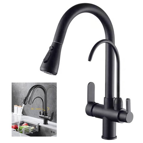 Torneira Luxo Monocomando 360 Preta Filtro Cozinha Gourmet Quente Frio Mesa Bancada Cuba Extensivel