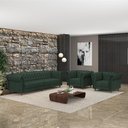 Ver imagem 2 de Conjunto 1 Sofá Living 240cm e 2 Poltronas Stanford Chesterfield Pés Madeira Couro Verde G58 Gran