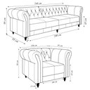 Ver imagem 6 de Conjunto 1 Sofá Living 240cm e 2 Poltronas Stanford Chesterfield Pés Madeira Couro Verde G58 Gran