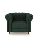 Ver imagem 4 de Conjunto 1 Sofá Living 240cm e 2 Poltronas Stanford Chesterfield Pés Madeira Couro Verde G58 Gran