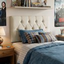 Ver imagem 1 de Cabeceira Painel Estofada Paris Suede Palha Solteiro 90cm para Cama Box