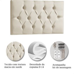 Cabeceira Painel Estofada Paris Suede Palha Solteiro 90cm para Cama Box - 4