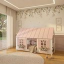 Ver imagem 1 de Cama Montessoriano Casinha Bela - Madeira Maciça Branco/Rosa | Housin