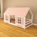 Ver imagem 2 de Cama Montessoriano Casinha Bela - Madeira Maciça Branco/Rosa | Housin