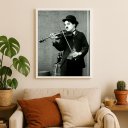 Ver imagem 1 de Quadro Charlie Chaplin Tocando Violino 45x34cm:moldura Branca