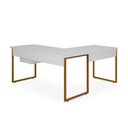 Ver imagem 3 de Mesa de Escritório Office Industrial de Canto 150 X 150 Cm com 3 Gavetas Branco com Pés Cobre