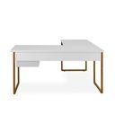Ver imagem 5 de Mesa de Escritório Office Industrial de Canto 150 X 150 Cm com 3 Gavetas Branco com Pés Cobre