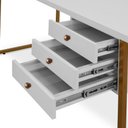 Ver imagem 6 de Mesa de Escritório Office Industrial de Canto 150 X 150 Cm com 3 Gavetas Branco com Pés Cobre