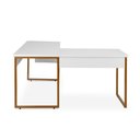 Ver imagem 4 de Mesa de Escritório Office Industrial de Canto 150 X 150 Cm com 3 Gavetas Branco com Pés Cobre