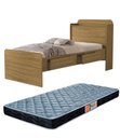 Ver imagem 1 de Cama Solteiro Tamires Nature com Gavetas Prateleiras e Bau + Colchão D20 Incluso