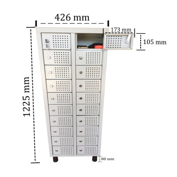 Armário Para Celular Objetos 20 Portas com Chave – M122x42x28 cm Schier Móveis com Pé - 2