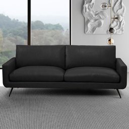 Sofá 3 Lugares para Sala Living Industrial 210cm Ávila L06 Couro Preto - Lyam Decor - 2