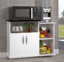 Ver imagem 2 de Fruteira Base p/ Microondas Multiuso 2 Portas Branco C/ Preto Cozinha ClickForte Armário Fruteira