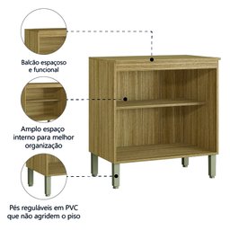 Balcão de Cozinha Duplo com Tampo 2 Portas Madeirado / Branco Ametista Kit’s Paraná - 3