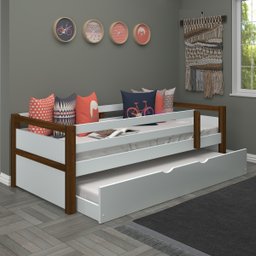 Bicama Solteiro Merk de Madeira com Cama Auxiliar - 1