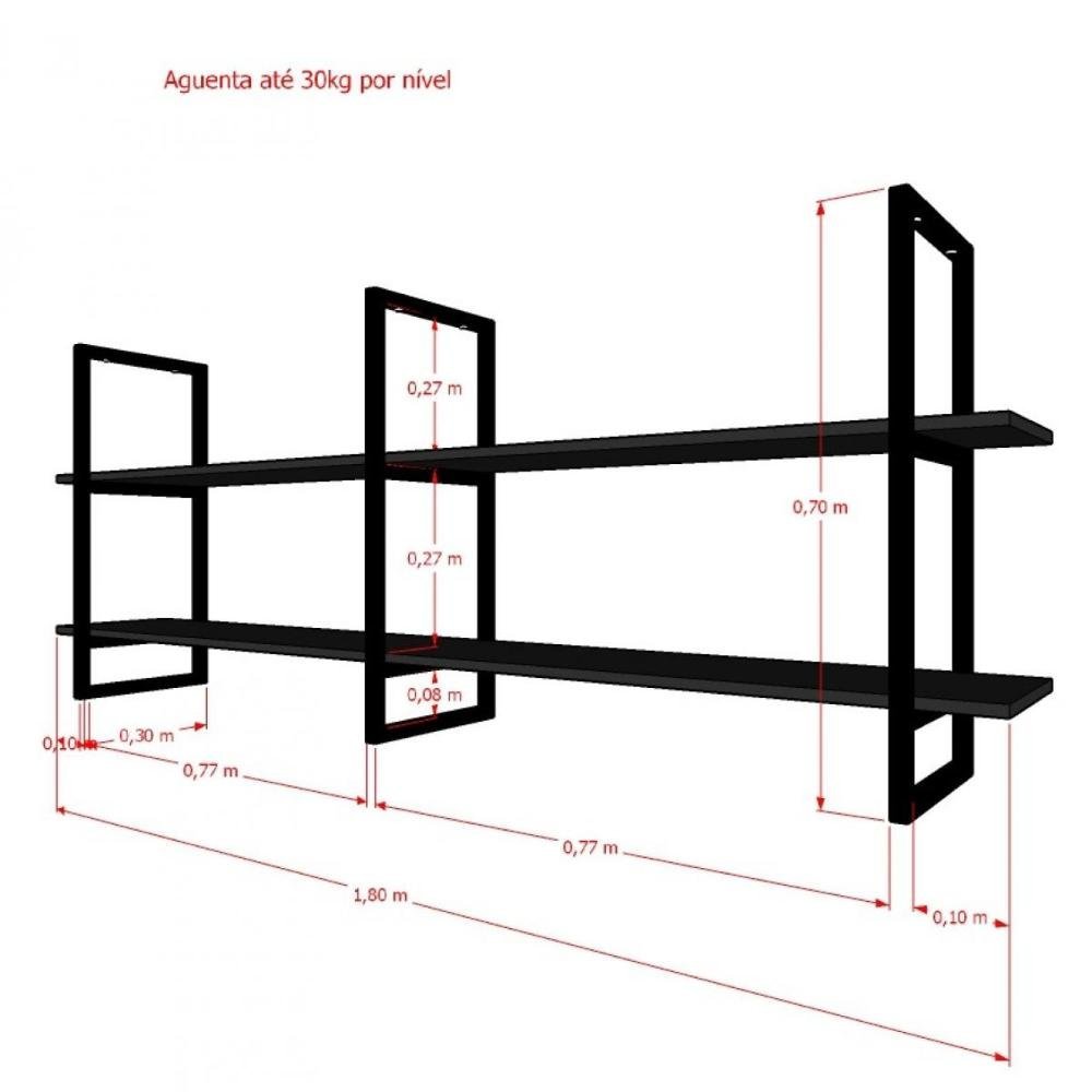 Prateleira Industrial Suspensa Teto Cozinha prateleira mdf nicho industrial nichos para cozinha - 5