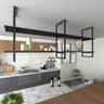 Prateleira Industrial Suspensa para Cozinha - MDF e Nicho Decorativo - 1