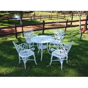 Conjunto Primavera (01 Mesa + 04 Poltronas) Alumínio Fundido Jardim Varanda Piscina Área Gourmet Cam