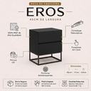 Ver imagem 2 de Mesa de Cabeceira Eros Preta 45cm com Gavetas Pés de Metal Estilo Industrial Preto