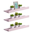 Ver imagem 1 de Kit 3 Prateleiras Porta Quadros 80 X 10cm Rosa Claro Suporte Invisível