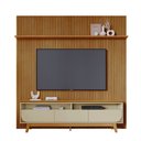Ver imagem 1 de Home Theater Painel com Bancada para TV 200cm 3 Gavetas Luna MDP Cumaru/Opala Sala