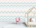 Ver imagem 1 de Papel de Parede Infantil - Chevron Rosa, Azul e Branco Arte Destaque 2,50 Metros