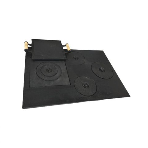 Chapa Fogão a Lenha Multiuso 4 Furos e Bifeteira 69x49cm