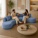 Ver imagem 3 de Sofá Curvo Luxo Vírginia 3 Módulos 360cm Sala Linho Azul