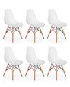 Ver imagem 1 de Kit 6 Cadeiras Pé Palito Eiffel Charles Eames Brancas – Base de Madeira – Sala de Jantar, Escritório