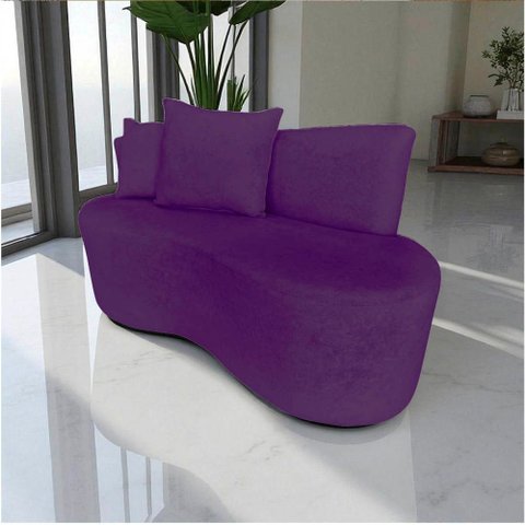 Namoradeira Sofá 2 Lugares Yara Orgânica Veludo Roxo