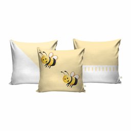 Cortina Infantil Quarto Abelinha + 3 Capas Almofadas - 4