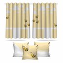 Ver imagem 1 de Cortina Infantil Quarto Abelinha + 3 Capas Almofadas