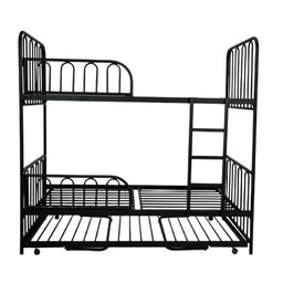 Beliche de Ferro - Preto - com Cama Auxiliar - com Par de Grades Extra - 1 Beliche de Ferro - Preto - com Cama Auxiliar - com Par de Grades Extra - 1