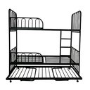 Ver imagem 2 de Beliche de Ferro - Preto - com Cama Auxiliar - com Par de Grades Extra