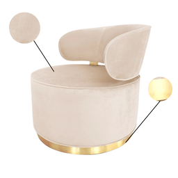 Poltrona Decorativa Florença Base Cromo Dourada Linho MQ Decor - Cinza Claro - 2
