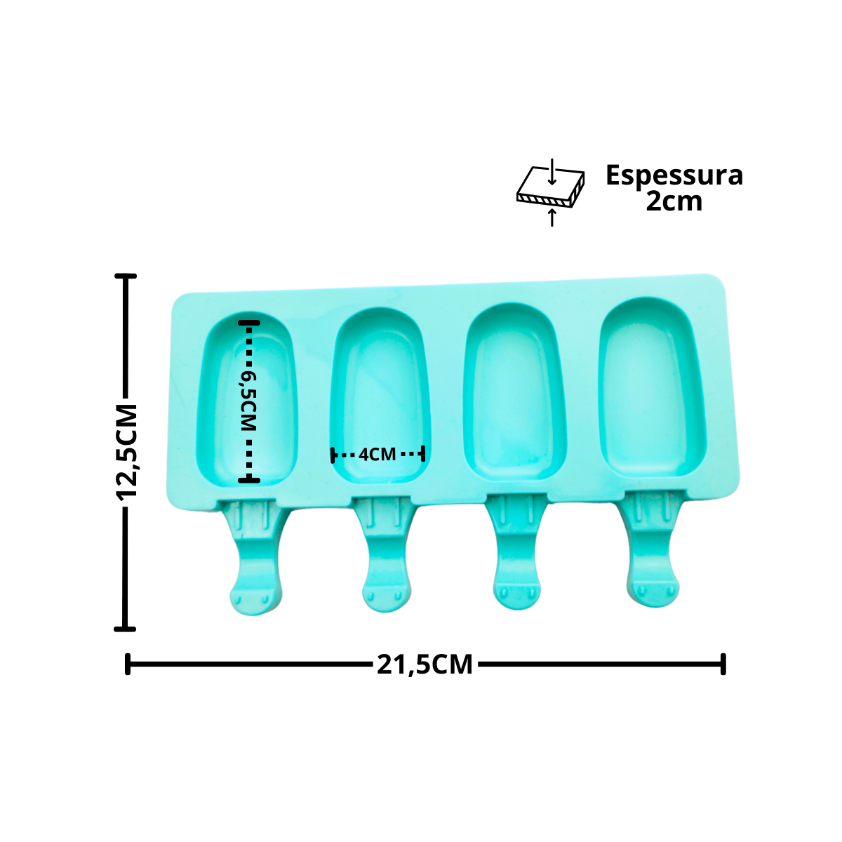 Forma em Silicone para Mini Picolé Magnum 4 Cavidades Antiaderente - 2